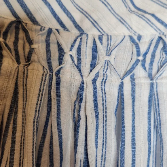 Poetry Blue and White Striped 100% Cotton Midi Skirt Size US 18 - Picture 3 of 8